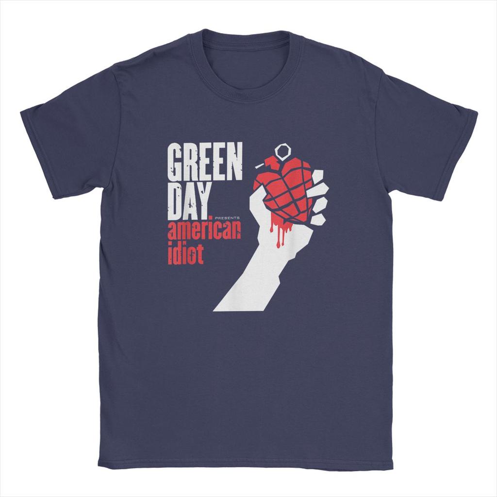 T-shirt da uomo Green Days American Idiot Vintage in puro cotone a maniche corte Harajuku Hip Hop per fan T-shirt girocollo