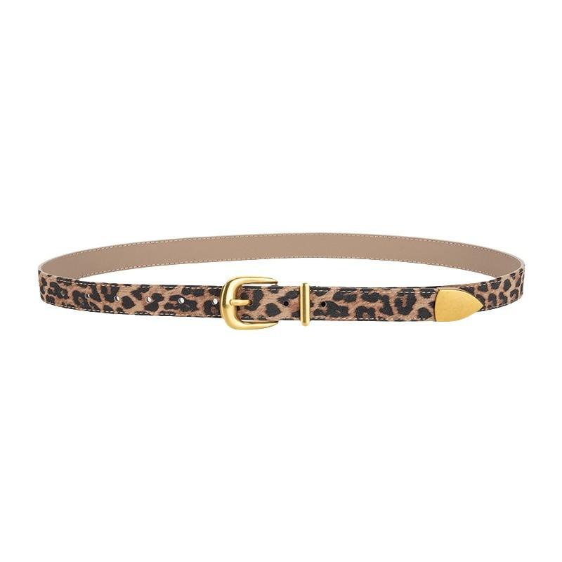 New Women's Genuine Leather Belt European and American Fashion Leopard Leather Pattern Decorative Jeans Pin Buckle Belt for Women