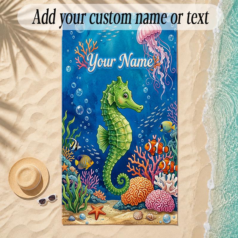 Zeemeermin Thema Zachte Strandhanddoek Gepersonaliseerd Aangepaste Naam Tekst Handdoek Draagbaar voor Strand Zwembad Reizen