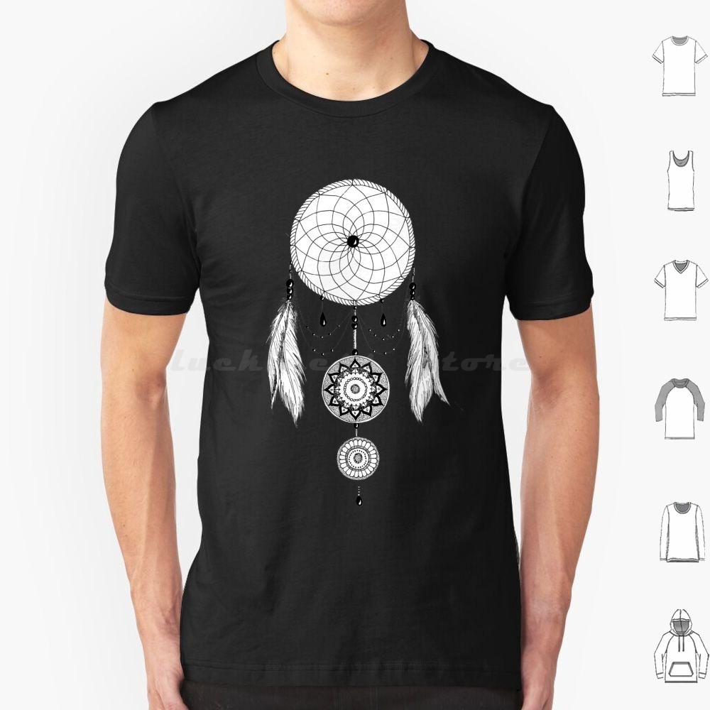 Dream Catcher T Shirt Big Size 100 Cotton Dream Catcher Dream Mandala Feather Dot Work Details Black And White Beads Pretty S