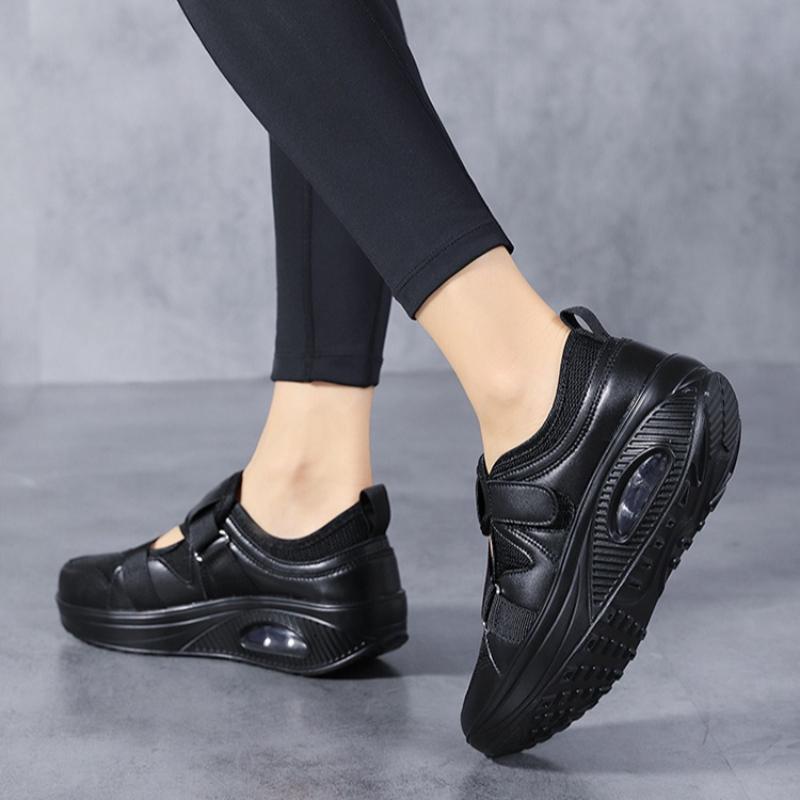 Air Cushion Platform Shoes for Women Breathable Mesh Casual Walking Shoes Elegant Mom Shoes Wedge Heels