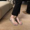 Cowhide version~ Holiday wind fine belt pinch foot metal buckle design low heel buckle belt leather sandals women