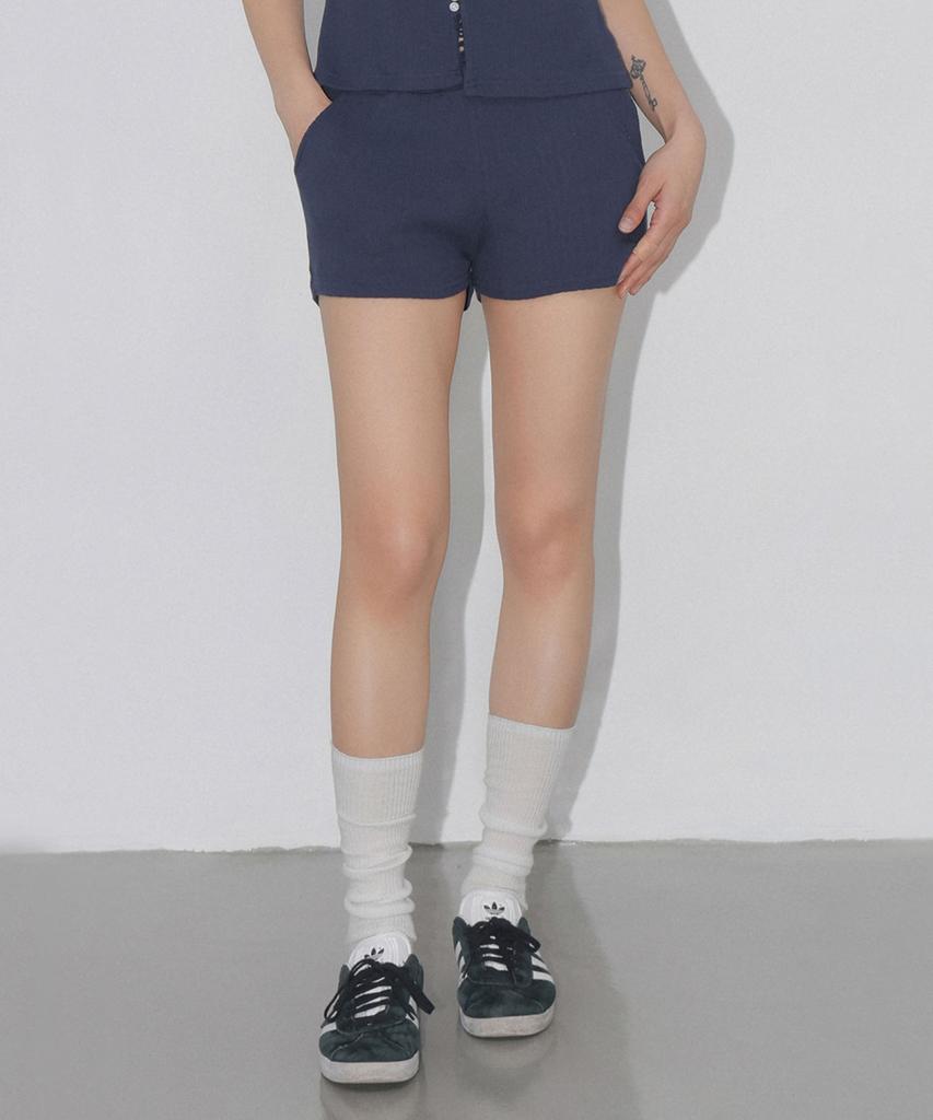 CHICKS Ribbed Micro Shorts Navy