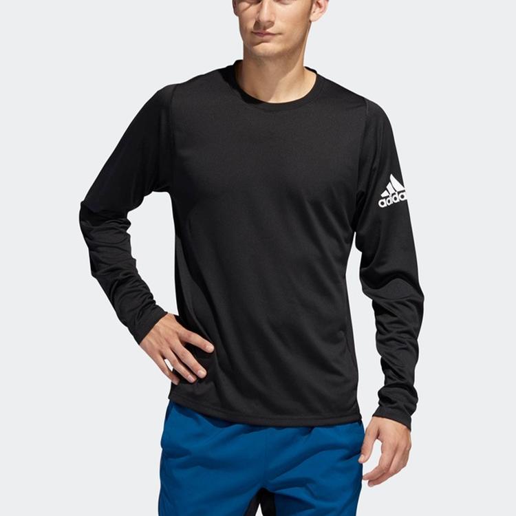 Adidas Training Fitness Casual Sports Crew Neck Logo Gym Shirt Men Tops Black DQ2846