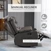 Manual Reclining Chair Recliner Armchair With Faux Leather Footrest Cup Holders 86x93x102cm Brown
