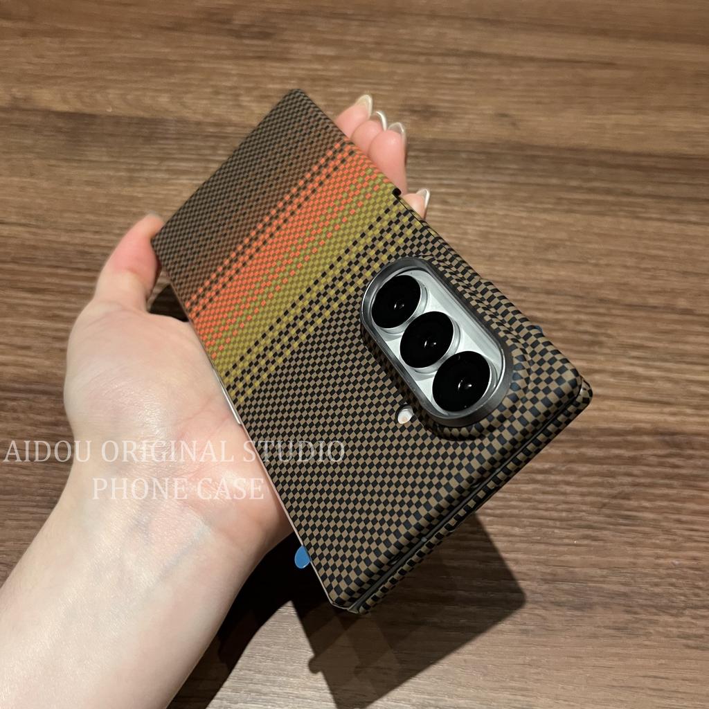 Applicable To Samsung ZFold7 Mobile Phone Case New Folding Screen Sunset Orange Samsung ZFold6 Full Inclusive Protection