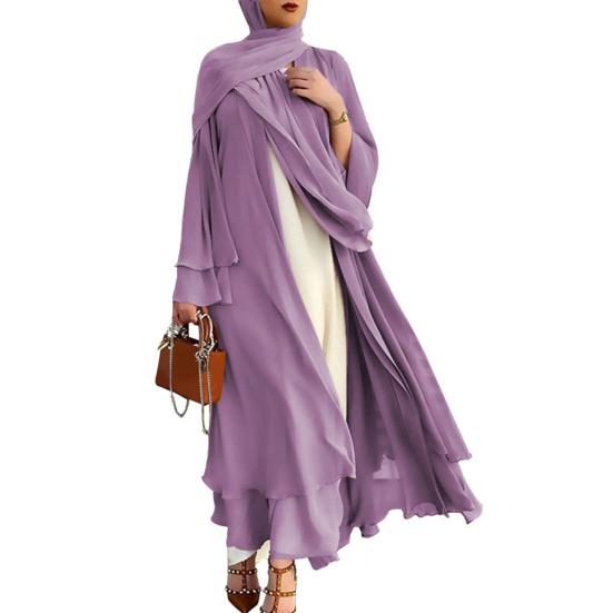 Multilayer Robe Cheap Women Simple Elegent Beauty Lady Dress Chiffon Double Layer Robe ...