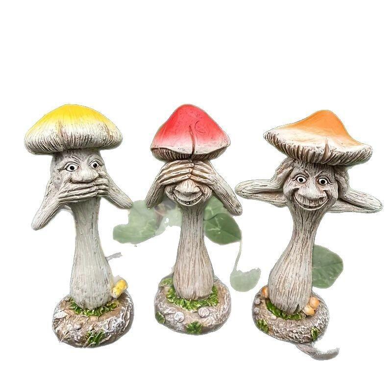 1PC Funny Resin Mushroom Decor Crafts For Garden Yard Home Decoration Cute Whimsical Outdoor Ornamental Art Figurines Decoration
