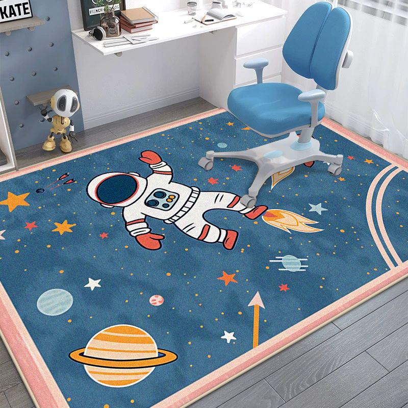 

Коврик под кресло в спальню космонавта, мультяшное украшение, пушистый плюшевый ковер для гостиной, большая площадь, игровая комната, нескользящие коврики, моющийся 1.9x2.9ft(60x90cm)