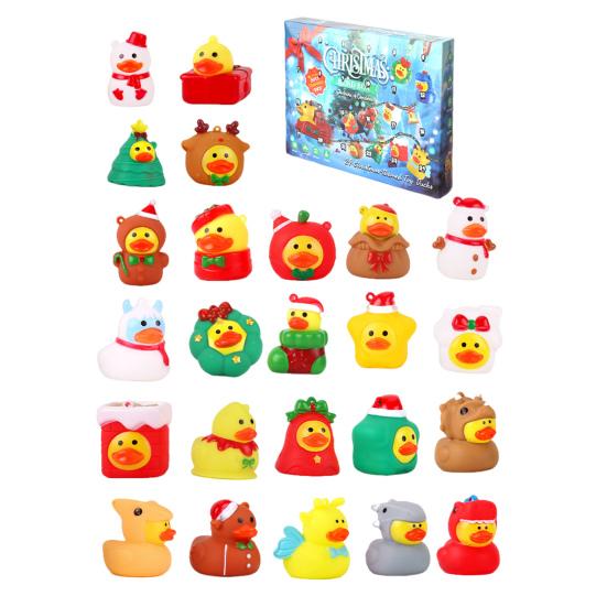 24Pcs Christmas Rubber Ducks Advent Calendar 24-Day Countdown Box Fun Decorative Kids Gift Xmas