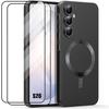 Case for Samsung Galaxy S26, Shockproof Silicone with Black Magnetic Ring - 2 Tempered Glasses
