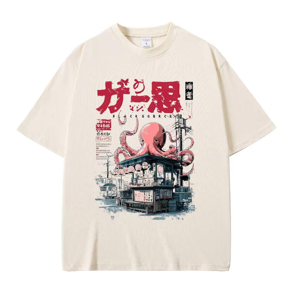 Japanese Takoyaki Funny Meme T-shirts Men Women Humor Style Short Sleeve Tee Shirt Male Vintage Oversized Cotton T Shirts S