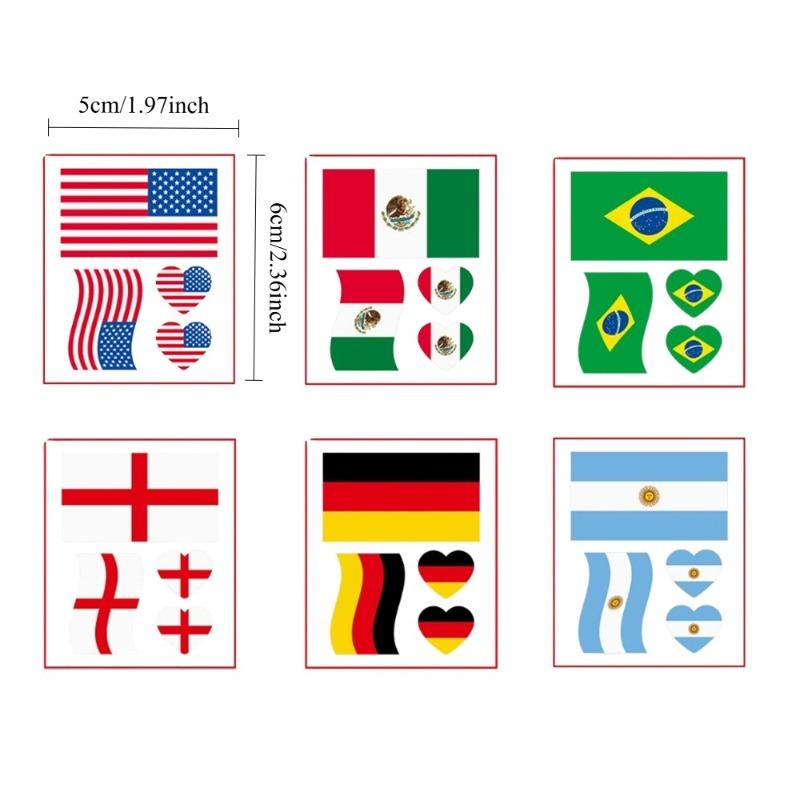2026 Fußballflagge Temporäre Tattoos für Sportfans Patriotische Gesichtsaufkleber Party Event Nationalstolz Kinder Erwachsene Spaß