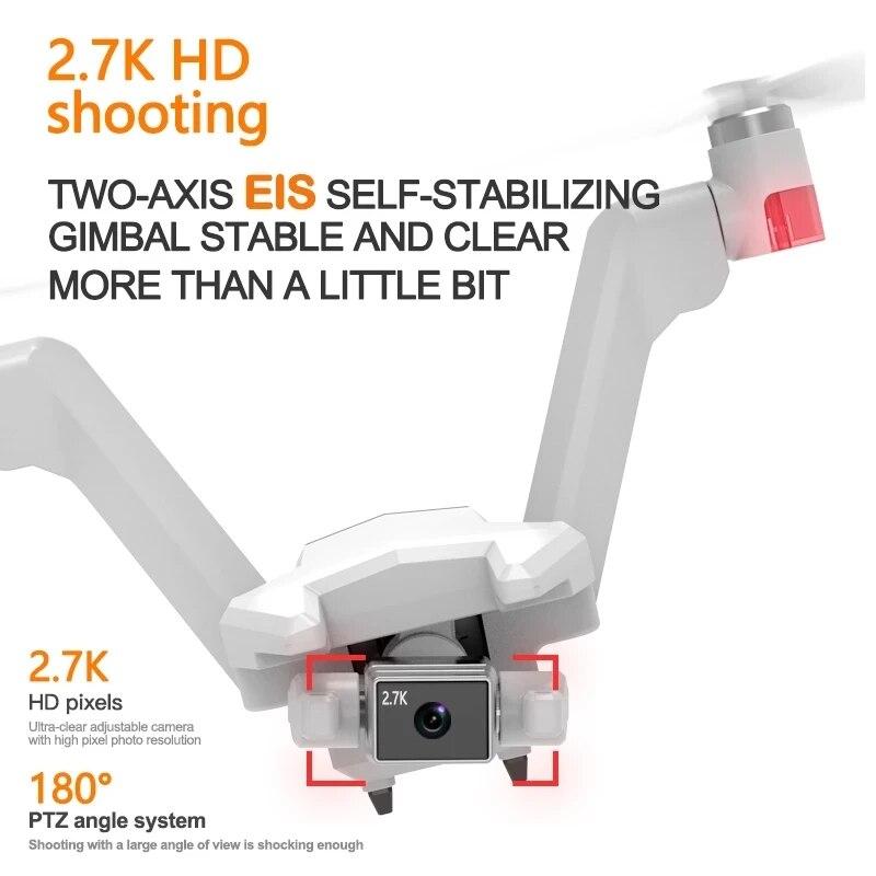 Droni a doppio rotore F3 V-type con telecamera da 2,7K per adulti, drone GPS, giunto cardanico EIS a 2 assi, 30 minuti di volo, Follow Me