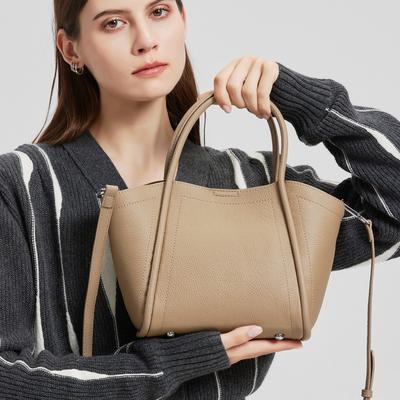 Modische Rindsleder-Handtasche Tasche Damen Neu Trendig Große Kapazität Eimer Vielseitig Pendler Leder Schulter Umhängetasche