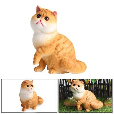 Simulation Animals Figures, Cat Ornament, Cats Figurines Desktop Ornament for Birthday