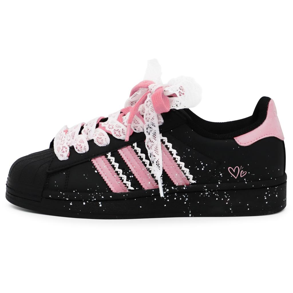 adidas Originals Superstar 2 Skateboard Shoes Women's Low Top Black/Pink JH9977(Team52-S-BOX)