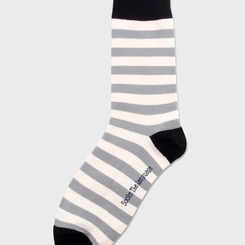 SOCKS THE LANGUAGE Plain Striped Socks (Gray)