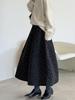 Youge Retro Floral Woolen Mid-Length Skirt with Elastic Waist 860