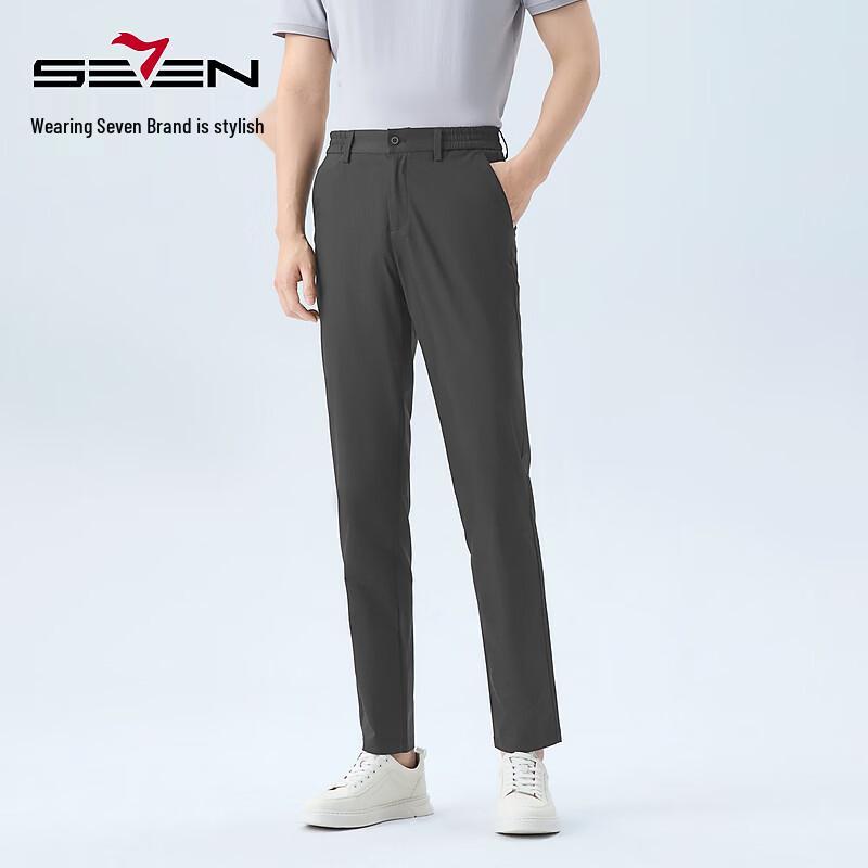 Qipai Men s Adjustable Waist Slim-Fit Casual Trousers 38