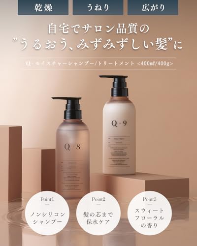 For Frizzy, Frizzy Hair: Q+ Qualitas [Moisture] Shampoo and Treatment Set, Amino Acid Shampoo, Salon Exclusive, Silicone-Free, Bath Set, 400ml/400g