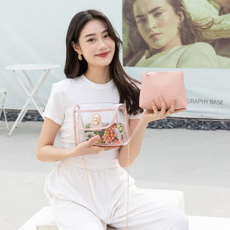 Neue Jelly-Tasche, modische Damentasche, bedruckte transparente Kettentasche, Handytasche, Messenger-Bag für Kleingeld, ein Stück.
