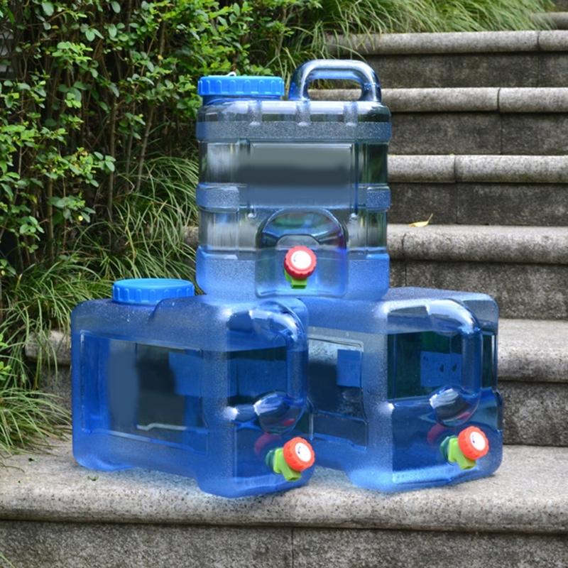 5/8/10/12/15L Clear Plastic Water Container Tanks with Tap Outdoor Water Bucket Camping Water Carrier Portable Bucket