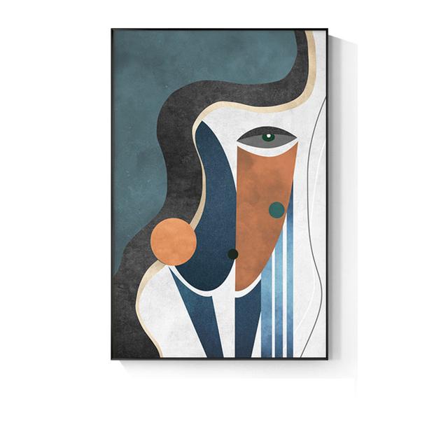 Modern Abstract Character Painting Faceted Geometry Canvas Poster Printing Picasso's Living Room Wall Art Picture