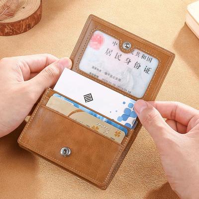 Vintage Oil Wax Top Layer Cowhide Card Holder RFID Blocking Purse Women and Men Credit Card Wallet Slim ID VIP Cards Bags