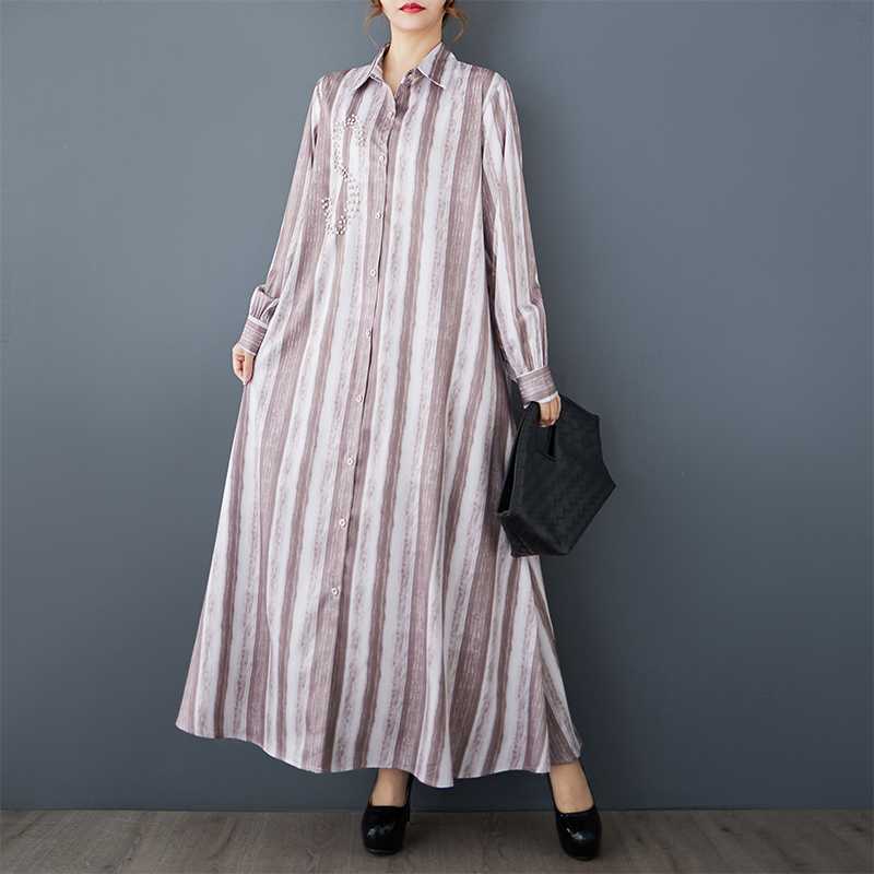 

Новые свободные платья больших размеров с принтом в литературном стиле средней длины в стиле темперамент One Size шоколадный