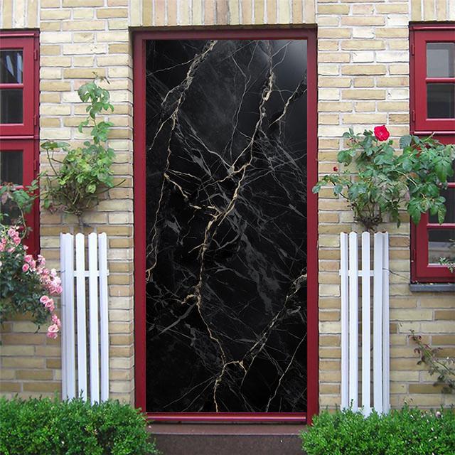 Bílé mramorové samolepky na dveře Západ slunce Jednoduché abstraktní linie bambusová lednička Tapeta do obývacího pokoje Domácí dekorace Ložnice Art Decals