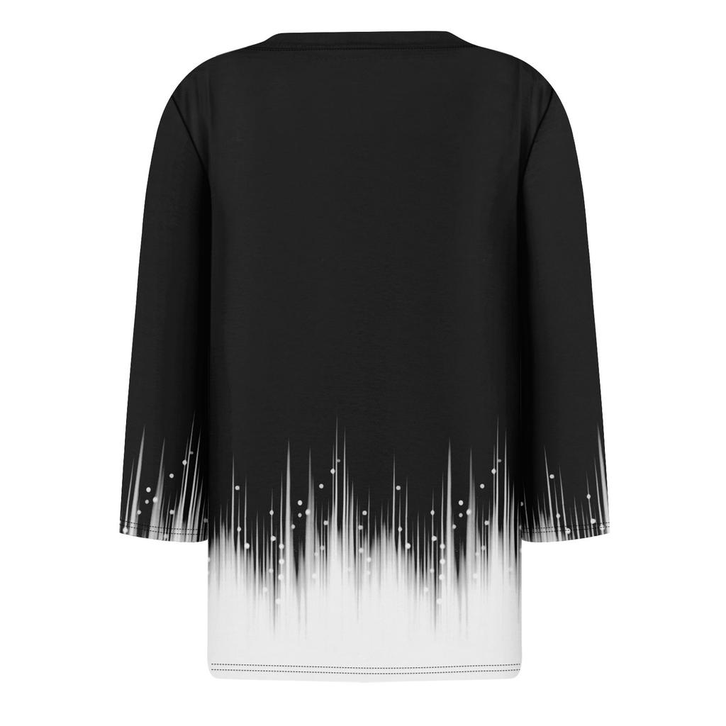 Women's T Shirt Tee Printed 3/4 Sleeve Daily Weekend Fashion Basic V Neck Regular Top