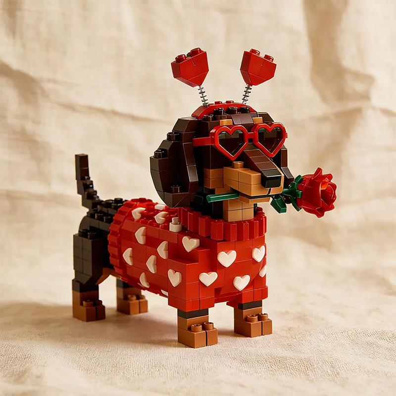 

Valentine s Day Sausage Dog Building Blocks Set Cool Love With Sunglasses Dog New Year Gifts Children s Day Surprise