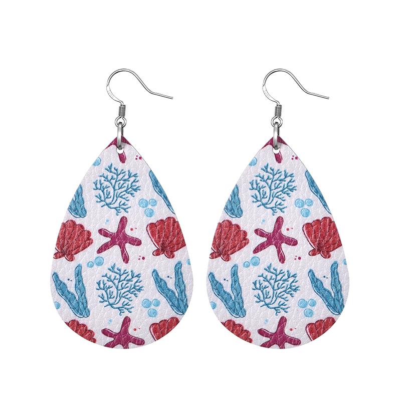 Summer Fashion Lightweight Faux Leather Earrings for Women Fruit Leaf Beach Teardrop Drop Dangle Earrings Jewelry Gift Wholesale
