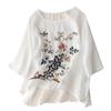 Summer Embroidered Cotton Blouse Women 2023 Casual Short Sleeve Tops Sweet O Neck T-shirt Vintage Loose Shirt Female 26840