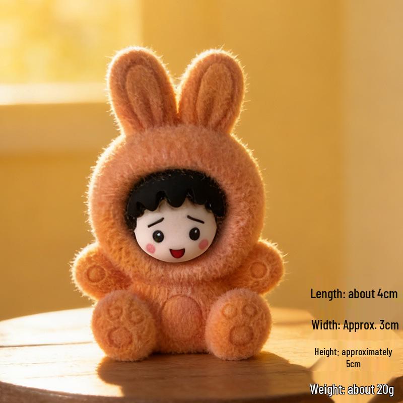 Gradient Flocked Rabbit Resin Ornament - Cute Trendy Blind Box Toy & DIY Desktop Decoration Gift