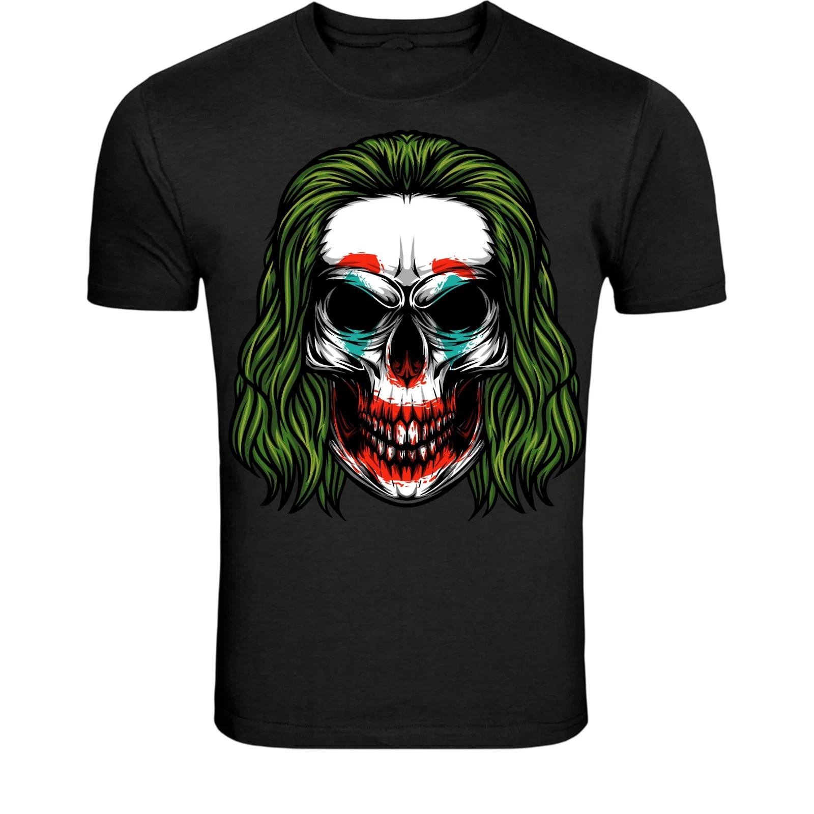 Evil Clown Skull T-Shirt - Horror Joker Style Graphic Tee L