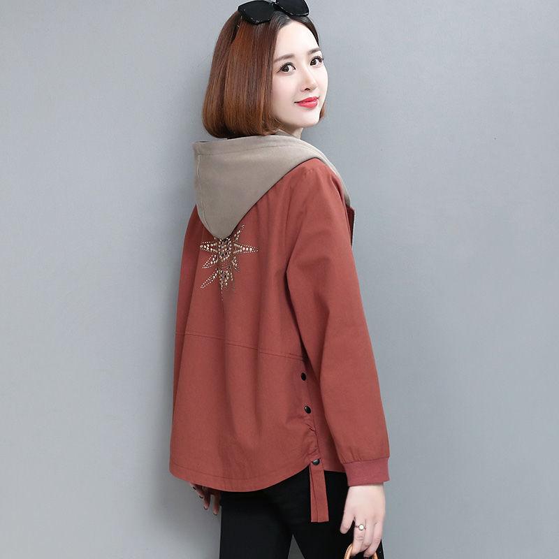 

Женская куртка с капюшоном, тонкая, весна-осень, свободная, повседневная, с карманами, с длинными рукавами, короткая ветровка, женская, на молнии, пальто для женщин XL