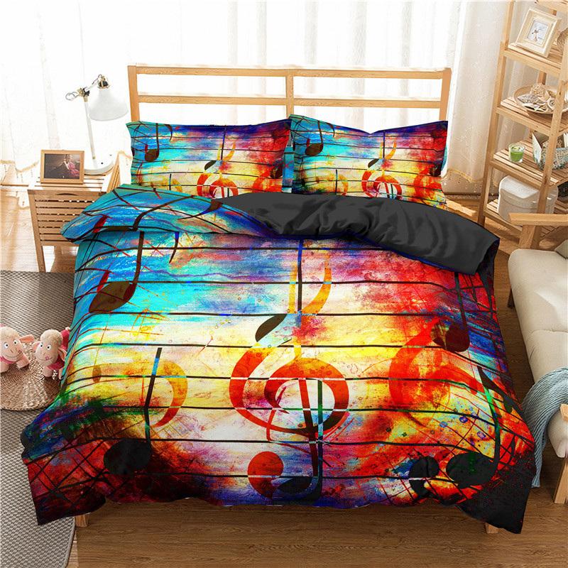 Noten Bettbezug Set Musik Thema Bettwäsche Set Mikrofaser Klassische Musik Bettdeckenbezug Twin King Für Jungen Mädchen Zimmer Wohnheim