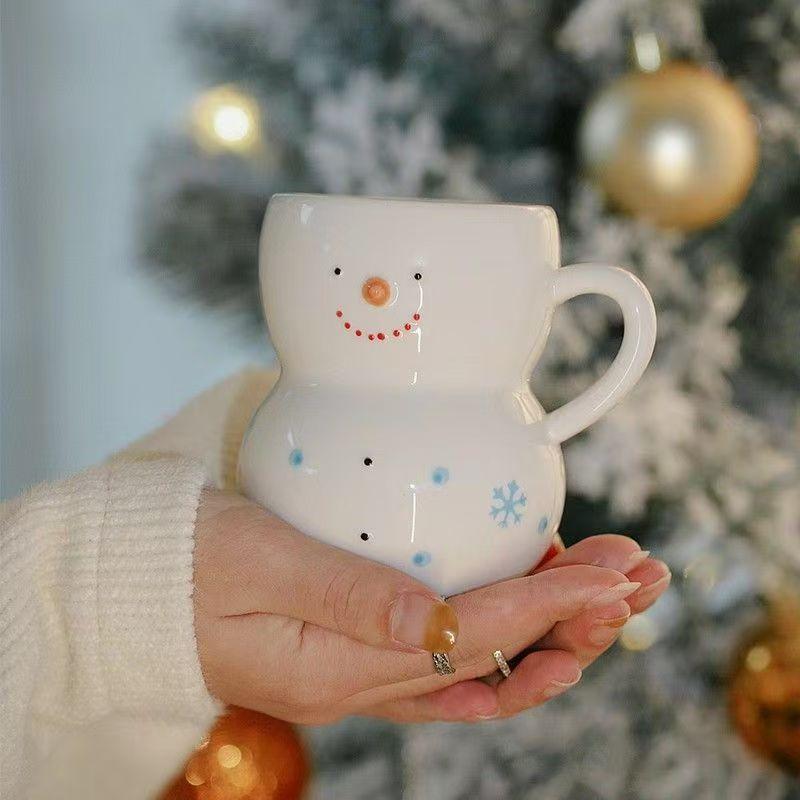 350ML Snowman Mug Creative Large Capacity Ceramic Cup Coffee Cups Lovely Men and Women Birthday Gift Dormitory Fund