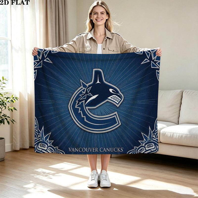 VANCOUVER CANUCKS Print Flannel Blanket High Quality Warm Comfortable Cover for All Seasons Perfect for Gifts Home Decor