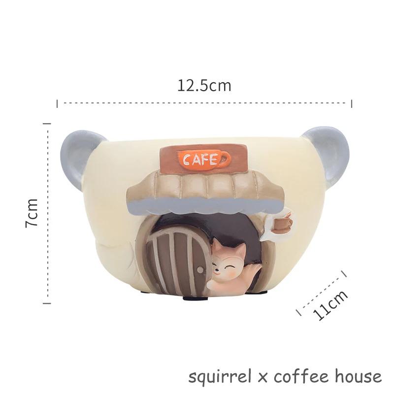 

Креативный горшок для суккулентов, воздушные растения, смоляной цветочный горшок, декоративное украшение, статуэтки для садовых фей, кошек, лис, настольный декор