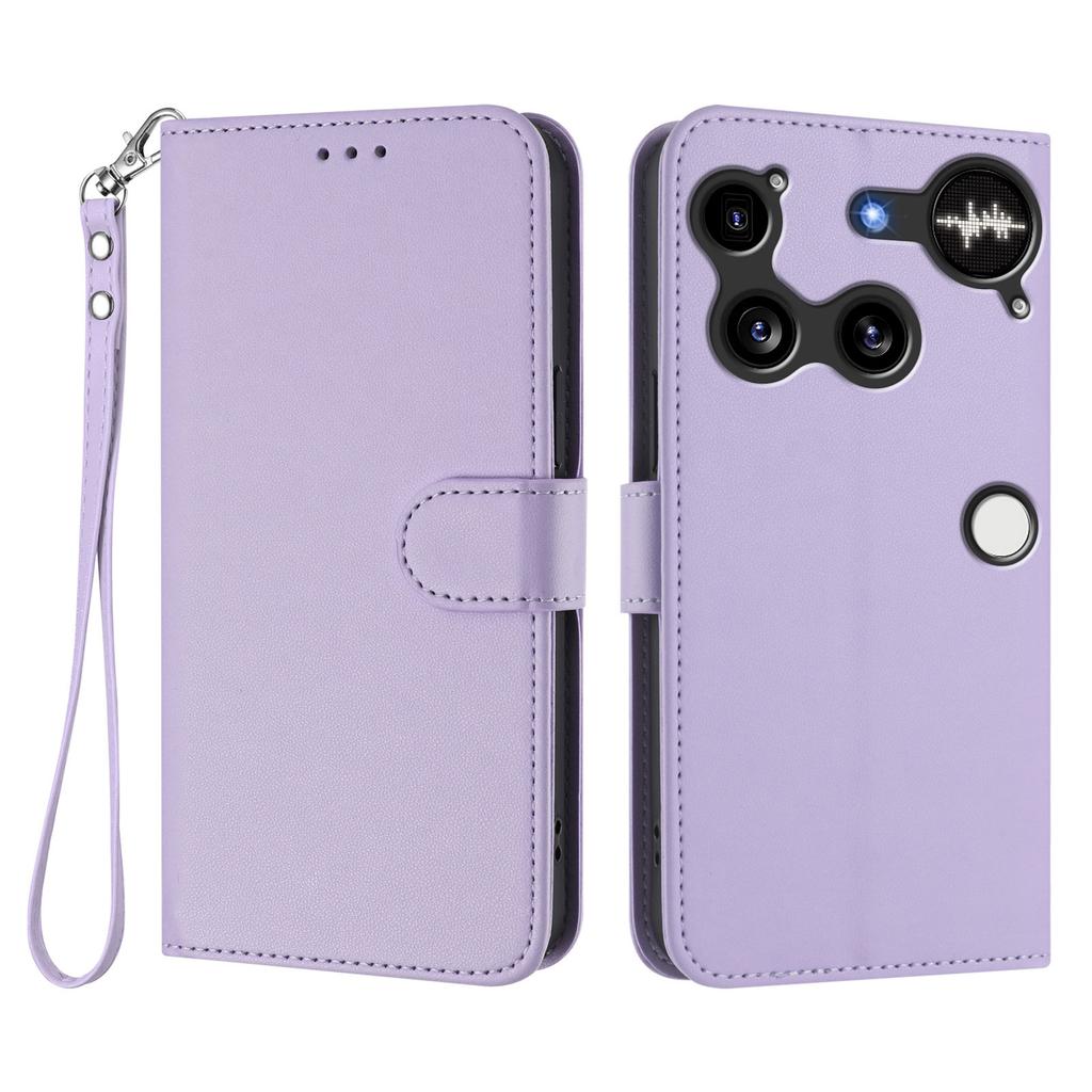 For Nothing Phone (3) 5G Leather Case Wallet Stand Phone Cover with Wrist Strap