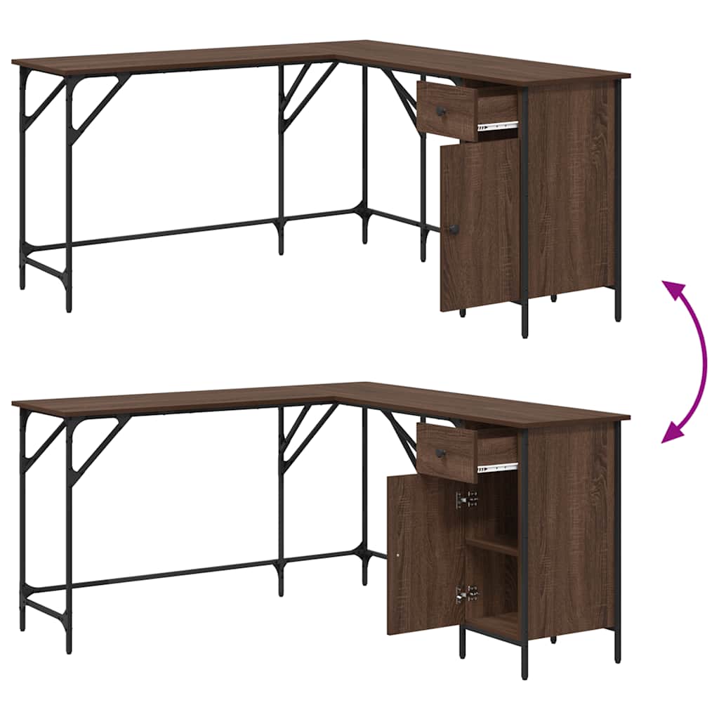 Desk Brown Oak Effect 141 x 141 x 75 cm Particleboard
