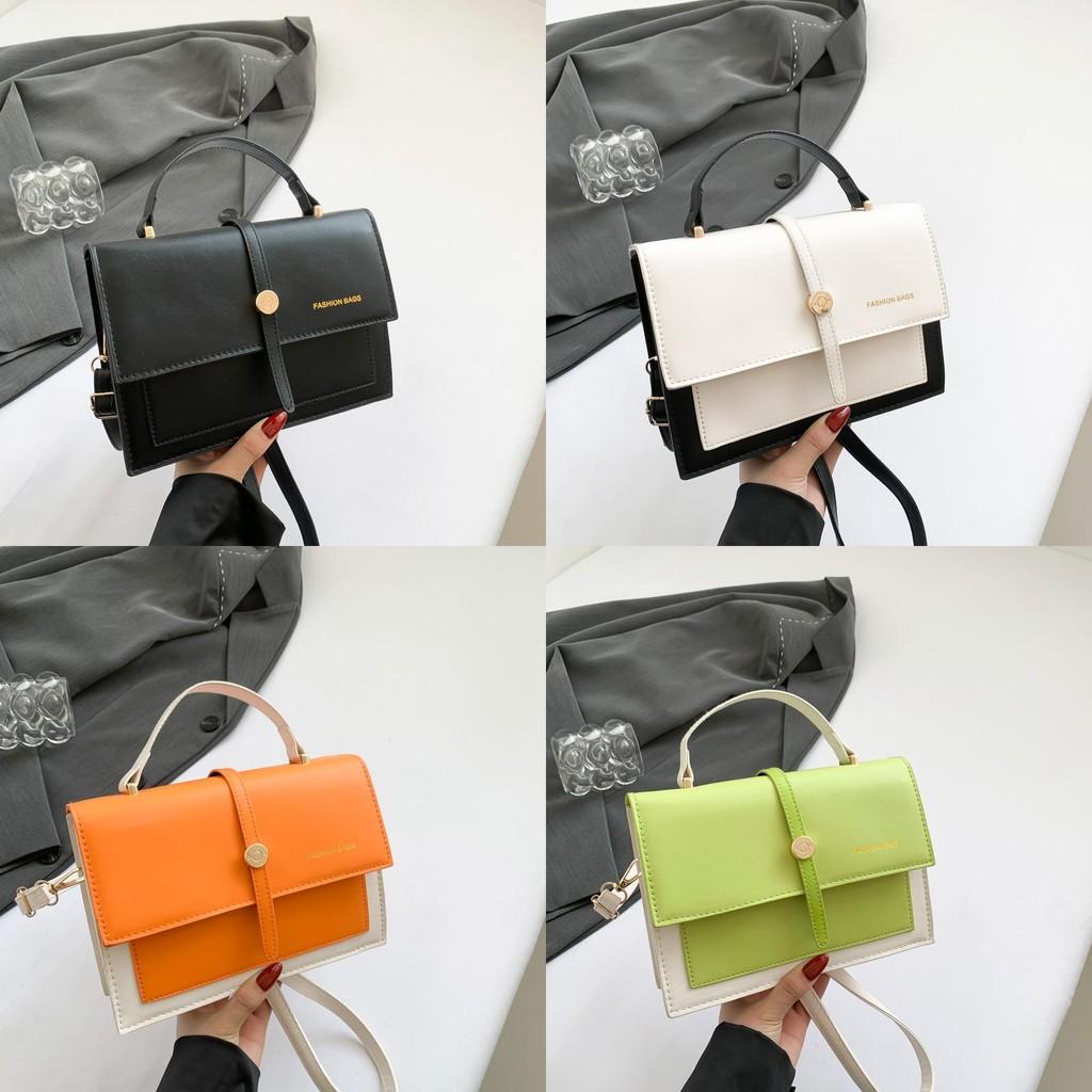 Chic Color Block Vintage Small Square Handbag For Women With Single Shoulder Strap