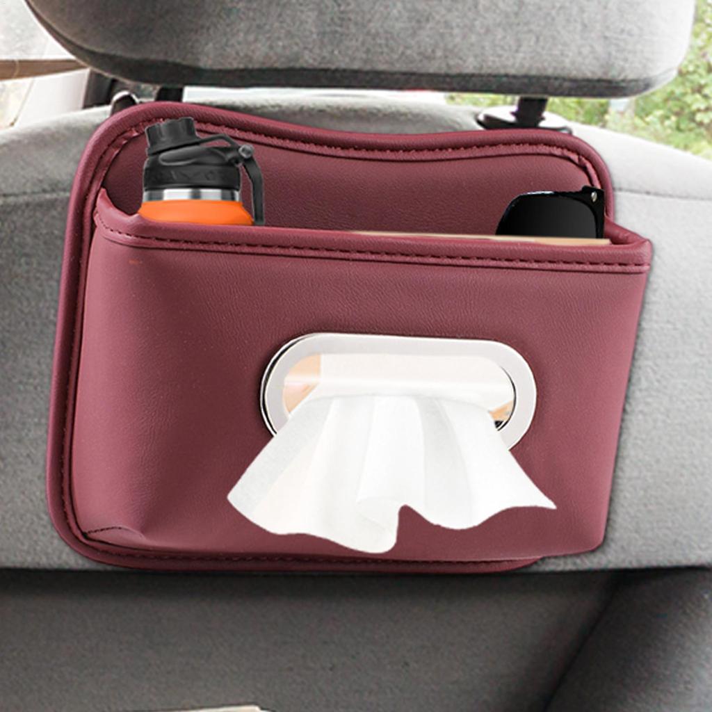 Tissue Holder For Car Leather Adhesive Organizer Tissue Dispenser For Car For Seat Back Armrest Console Sun Visor SUV Truck Home