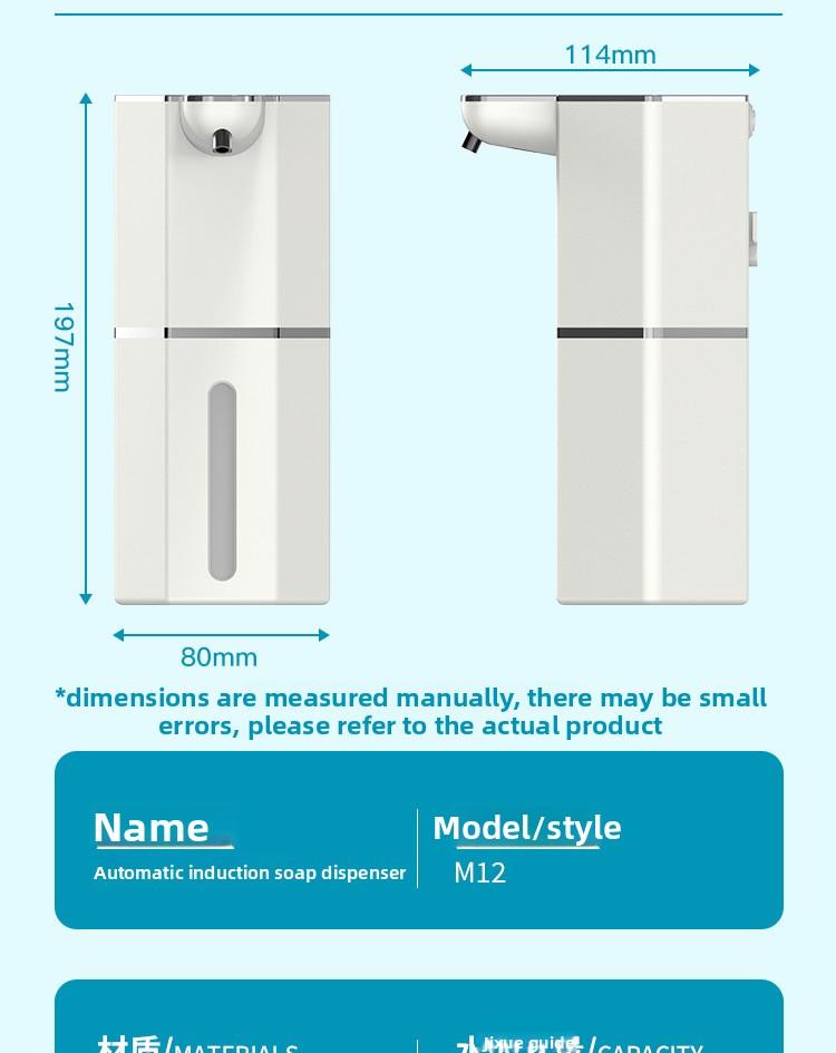 360ML Full-automatic Contactless C-type USB Rechargeable Soap Dispenser Waterproof Foam/liquid Dispenser