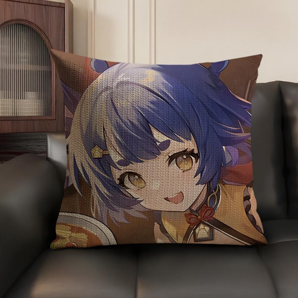 Xiangling Genshin Impact Cushion Cover Natural Linen Organic Fabric DoubleSided Printing Sofa Home Decor Gift Pillow Case