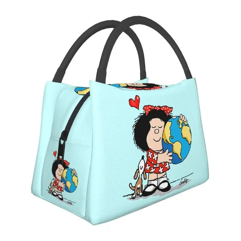 Custom Vintage Mafalda Manga Insulated Lunch Bags for Quino Comic Cartoon Thermal Cooler Bento Box Office Picnic Travel