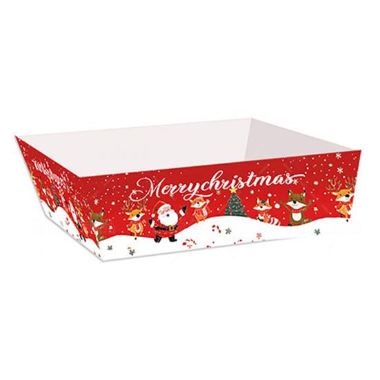 Christmas Snack Trays Disposable Paper Food Boats for Party Platters Santa Santa Tree Designs Serving Tray Leak-Proof Food Holders for Holiday